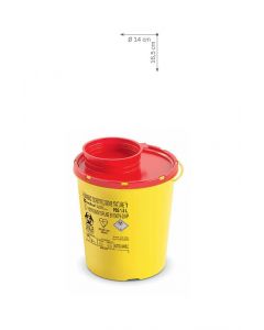 Kanülenabwurfbehälter 1,5 Ltr. Serie PBS NEW, gelb mit rotem Deckel